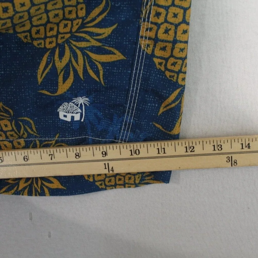 Caribbean Joe Board Shorts Mens Large Blue Pineapple Floral Swim Trunks